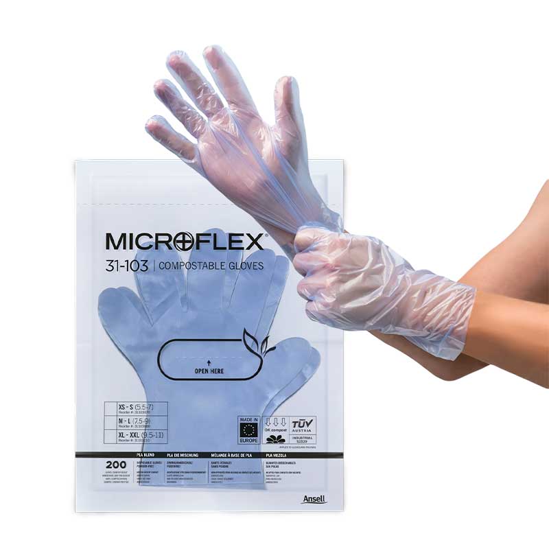 Ansell Microflex 31103 Powderfree Compostable Gloves
